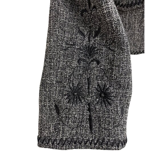 Georgiou Studio Womens Black White Tweed Embroidered Button-Up Blazer Size 8 - Picture 4 of 16